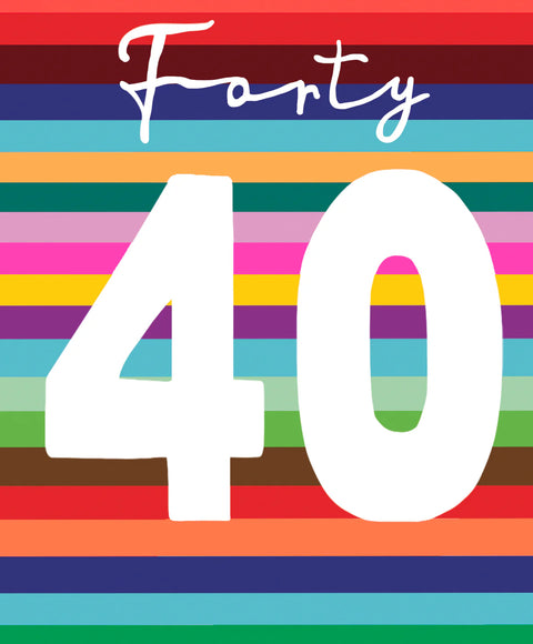 Large Striped 40th Birthday Card