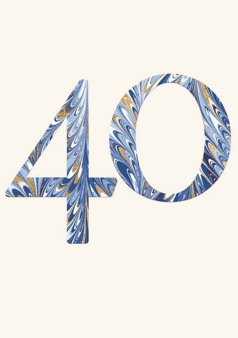 40th Birthday Card - marble/gold