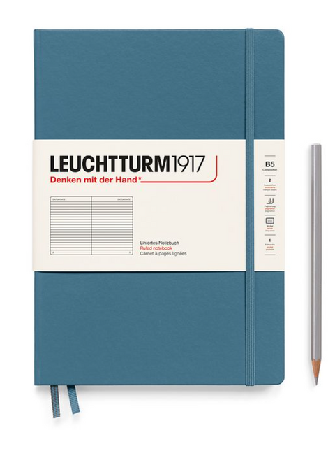 Leuchtturm1917 B5 Hardcover Notebook Ruled Stone Blue