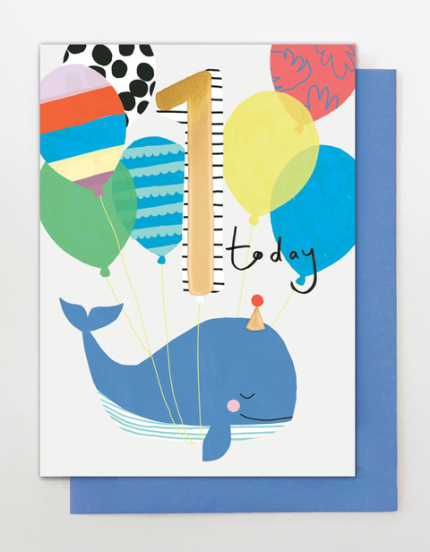Whale Age 1 Birthday Card