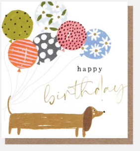 Sausage Dog Birthday Balloons Card