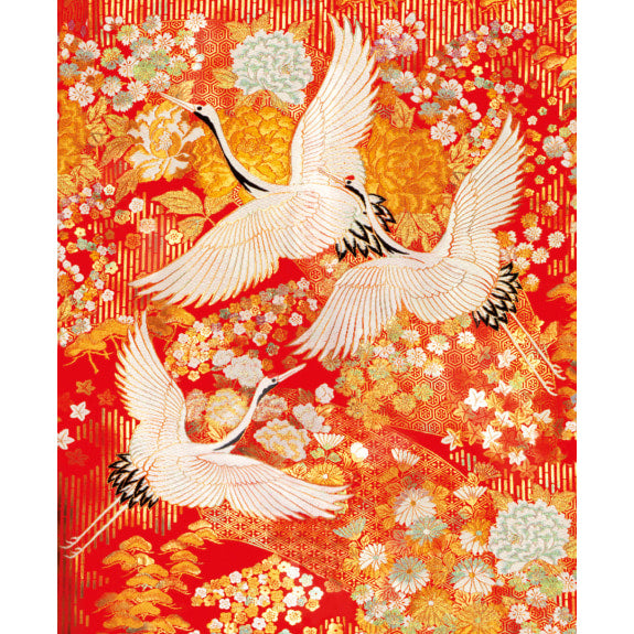 Kimono Cranes Greetings Card