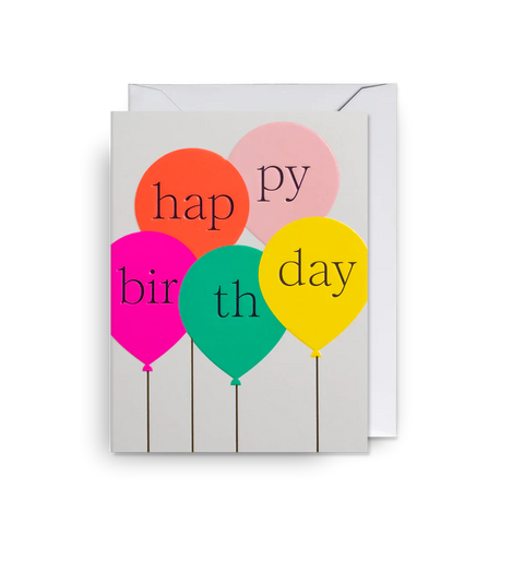 Happy Birthday Neon Balloons Card