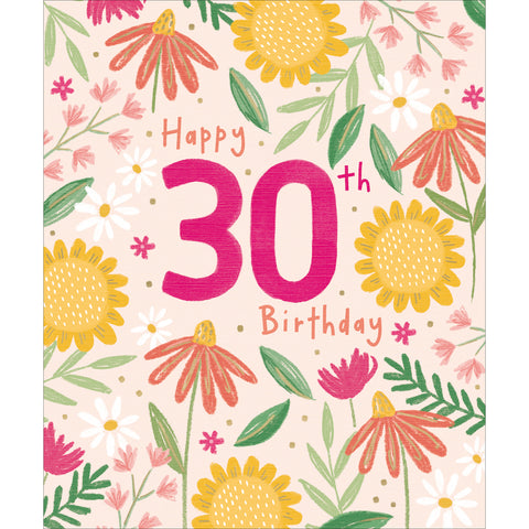 Floral 30th Birthday Card