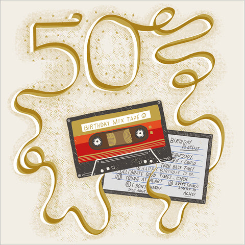 Cassette Tape 50th Birthday Card