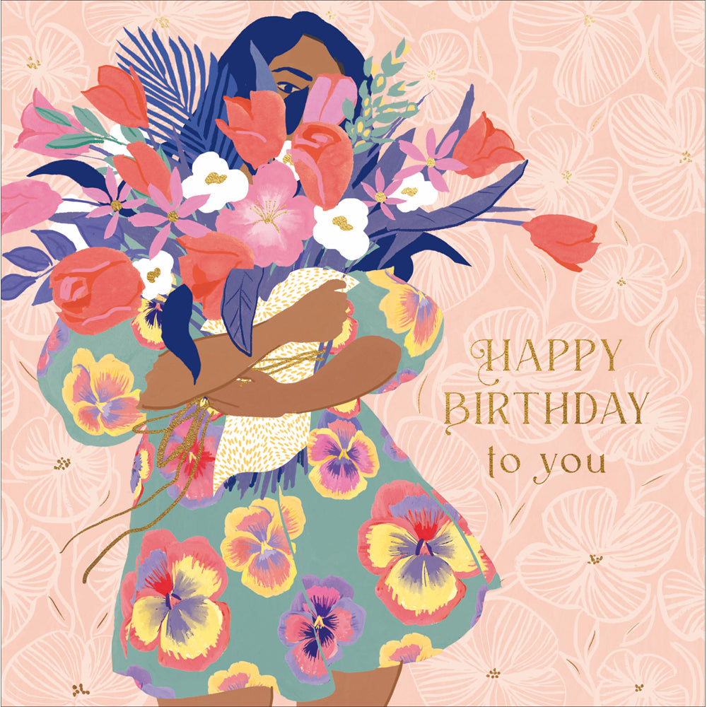 Pansy Dress & Bouquet Birthday Card