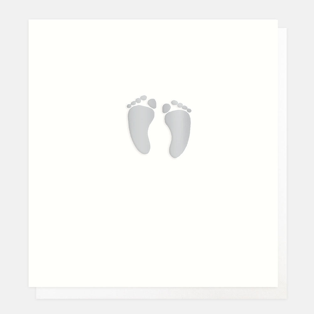 New Baby Silver Feet Greetings Card