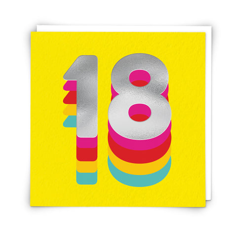 Rainbow Yellow 18 Birthday Card