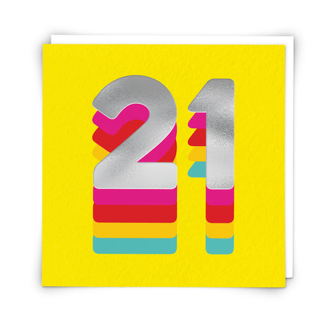 Rainbow Yellow 21 Birthday Card