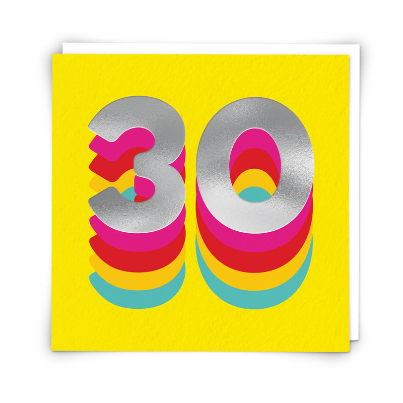 Rainbow Yellow 30 Birthday Card