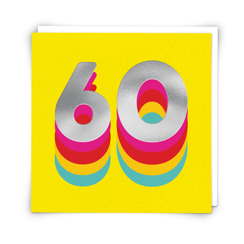 Rainbow Yellow 60 Birthday Card