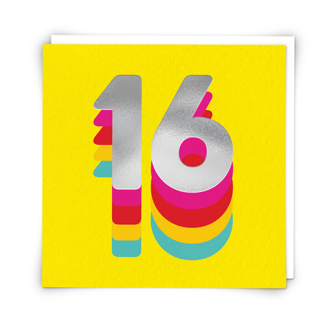 Rainbow Yellow 16 Birthday Card