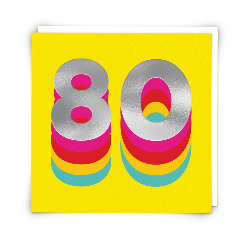Rainbow Yellow 80 Birthday Card
