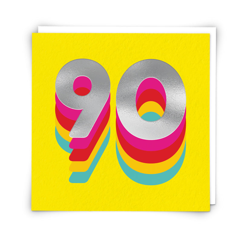 Rainbow Yellow 90 Birthday Card