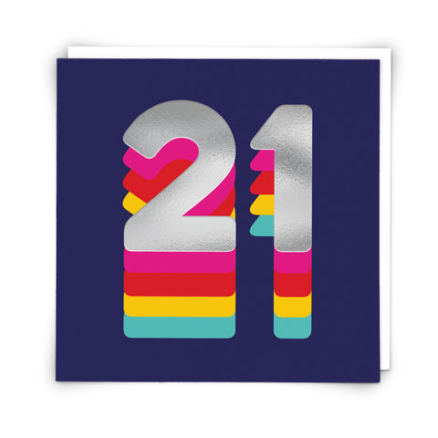 Rainbow Navy 21 Birthday Card