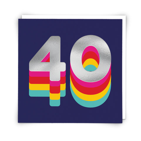 Rainbow Navy 40 Birthday Card