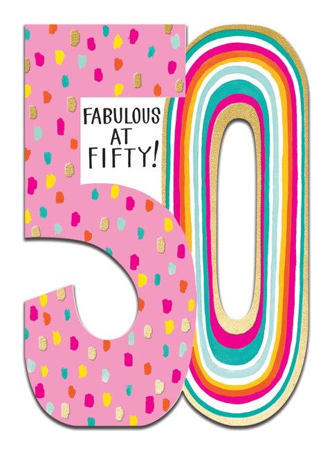 Fabulous At Fifty! Die Cut Birthday Card