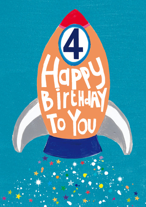Happy Birthday To You No.4 Rocket Card
