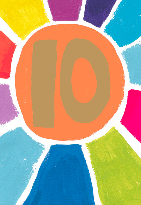 Colourful No.10 Birthday Card