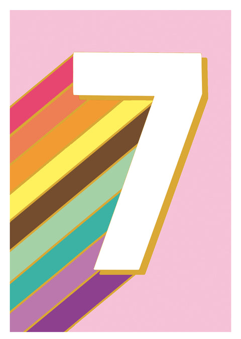 Colourburst Pink No.7 Birthday Card