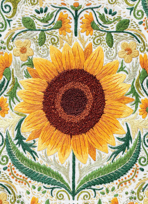 Embroidered Sunflower Greetings Card