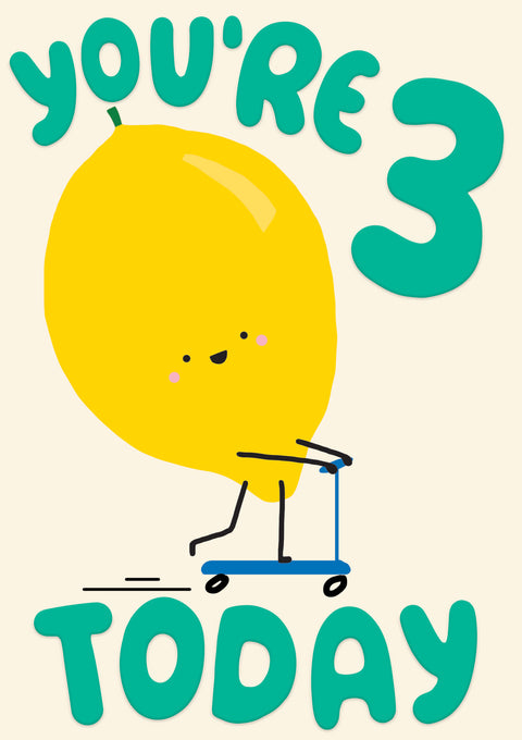 Three Today Lemon Scooting Card
