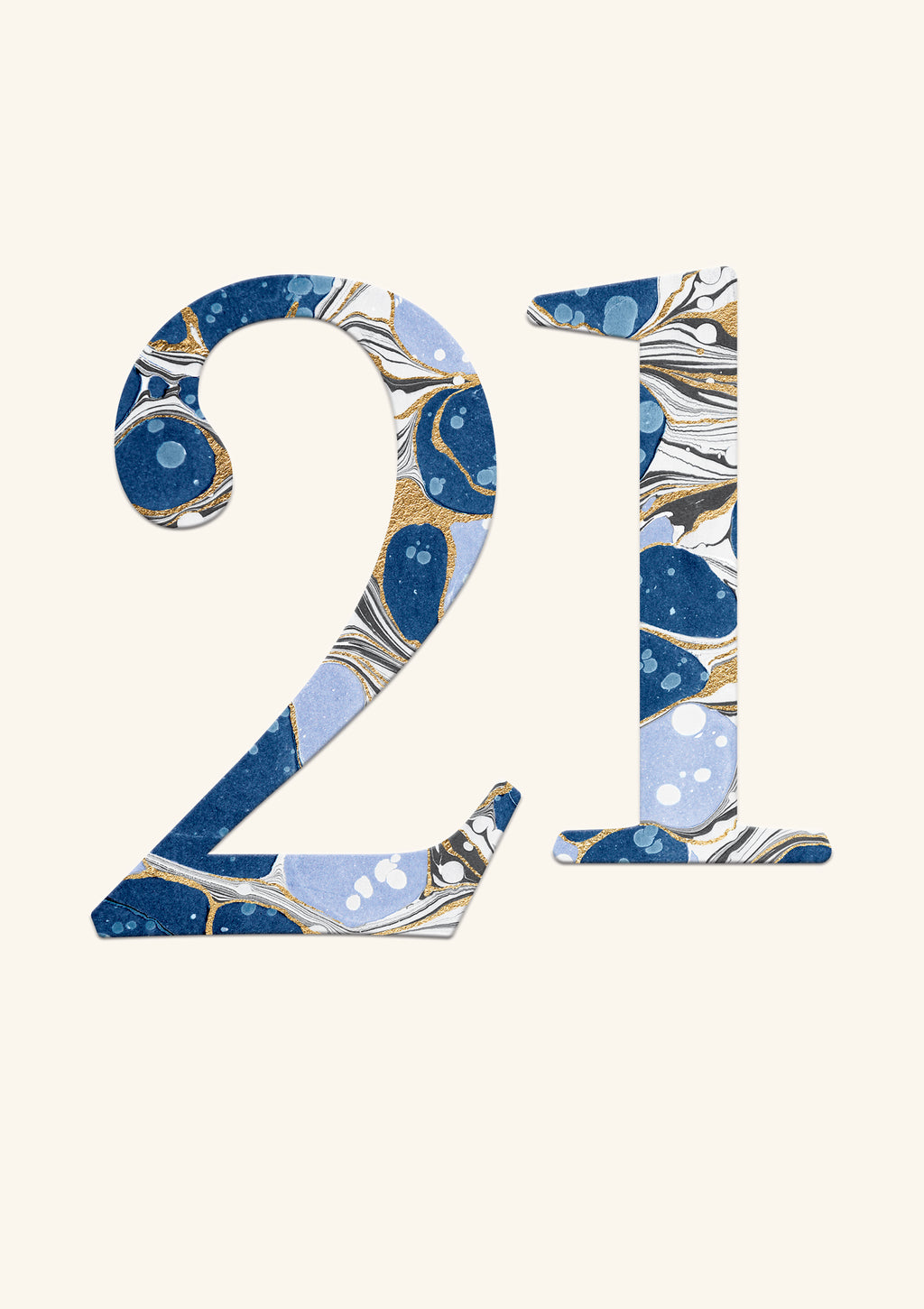 21st Birthday Card - Marble/Gold