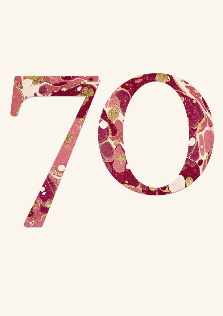 70th Birthday Card - Marble/Gold