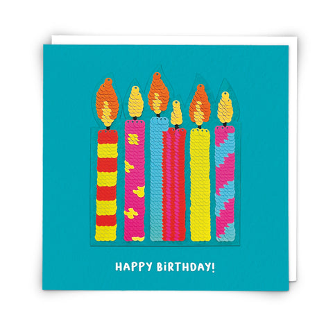 Neon Candles Sequin Patch Card