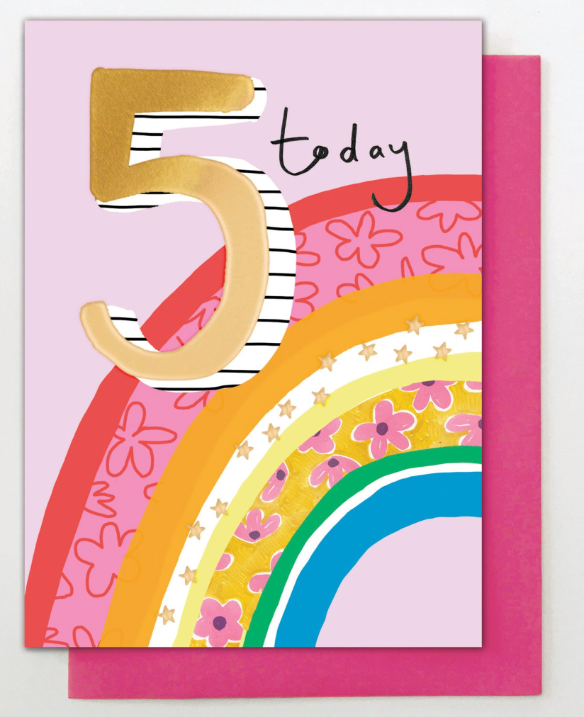 Rainbow 5 Today Birthday Card