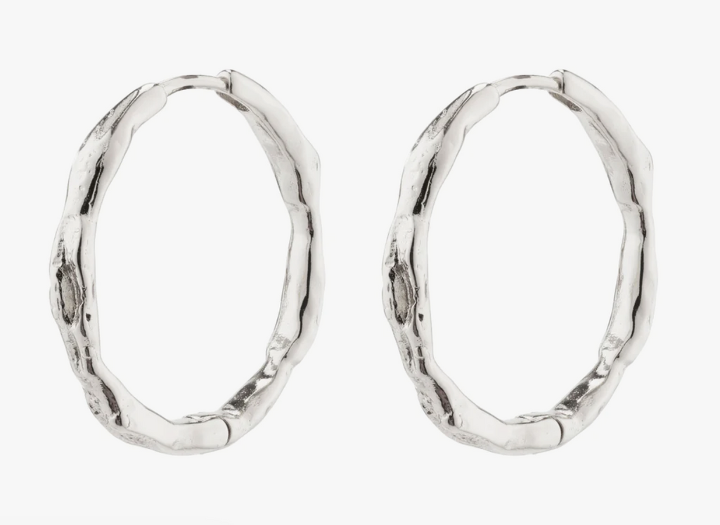 EDDY recycled organic shaped hoops silver plated
