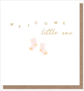Welcome To The World Little One Card (Pink Socks)