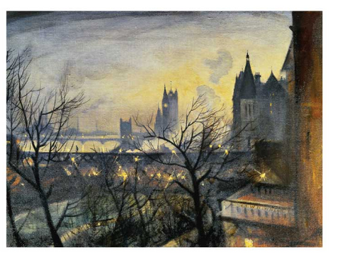 London Twilight from The Adelphi by Christopher Nevinson Card