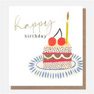 Happy Birthday Cake On A Plate Card