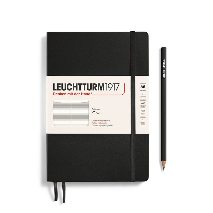 Leuchtturm1917 A5 Softcover Notebook Lined Black