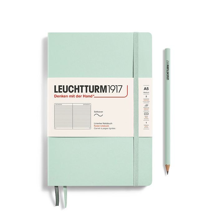Leuchtturm1917 A5 Softcover Notebook Ruled Mint Green