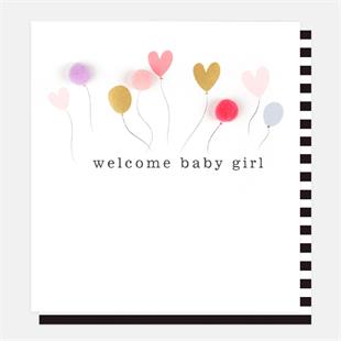 Welcome Baby Girl Pom Pom Card
