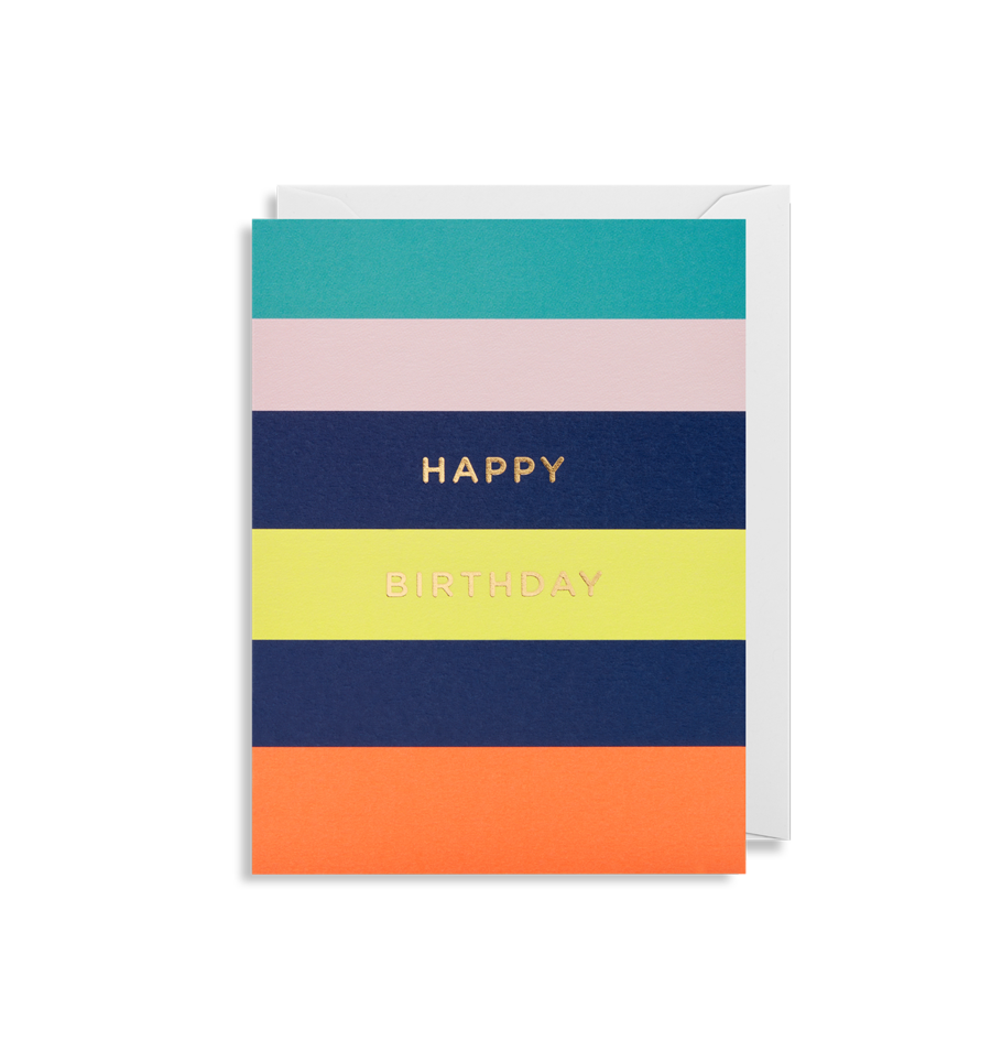 Striped Happy Birthday Mini Card