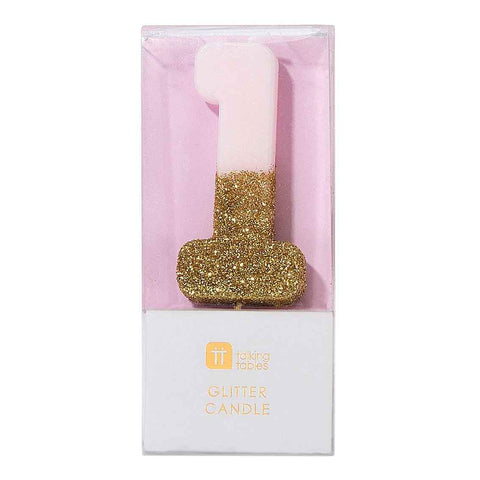 Pink Glitter Birthday Candle 1