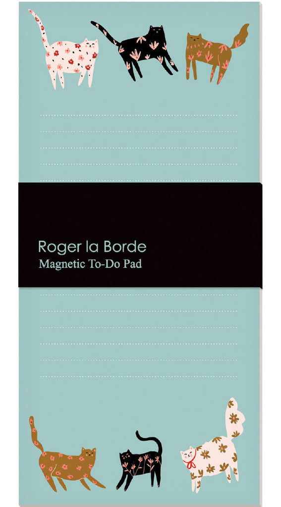 Roger La Borde Cinnamon Blue Cats Magnetic Memo Pad