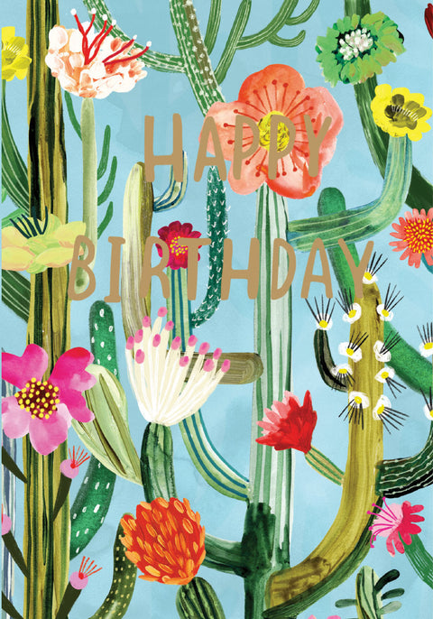 Roger La Borde Petit Cactusland Gold Birthday Card