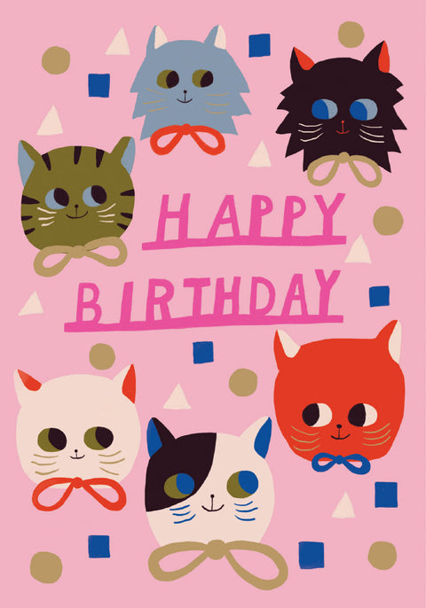 Roger La Borde Cat Face Petite Birthday Card