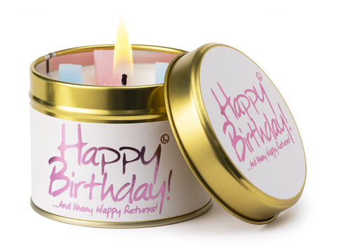 Lily Flame Happy Birthday Tin Candle