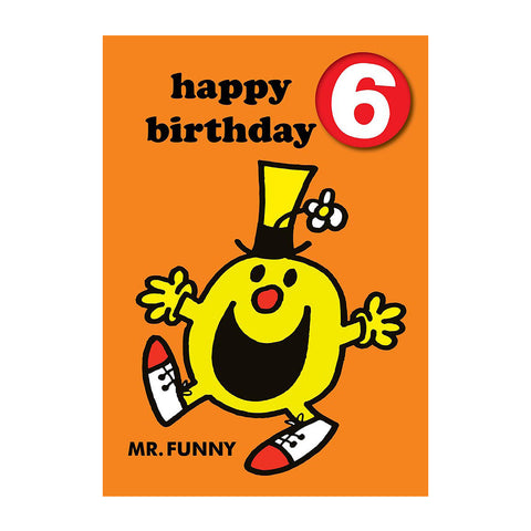 Mr Funny Happy 6th Birthday Card With Badge