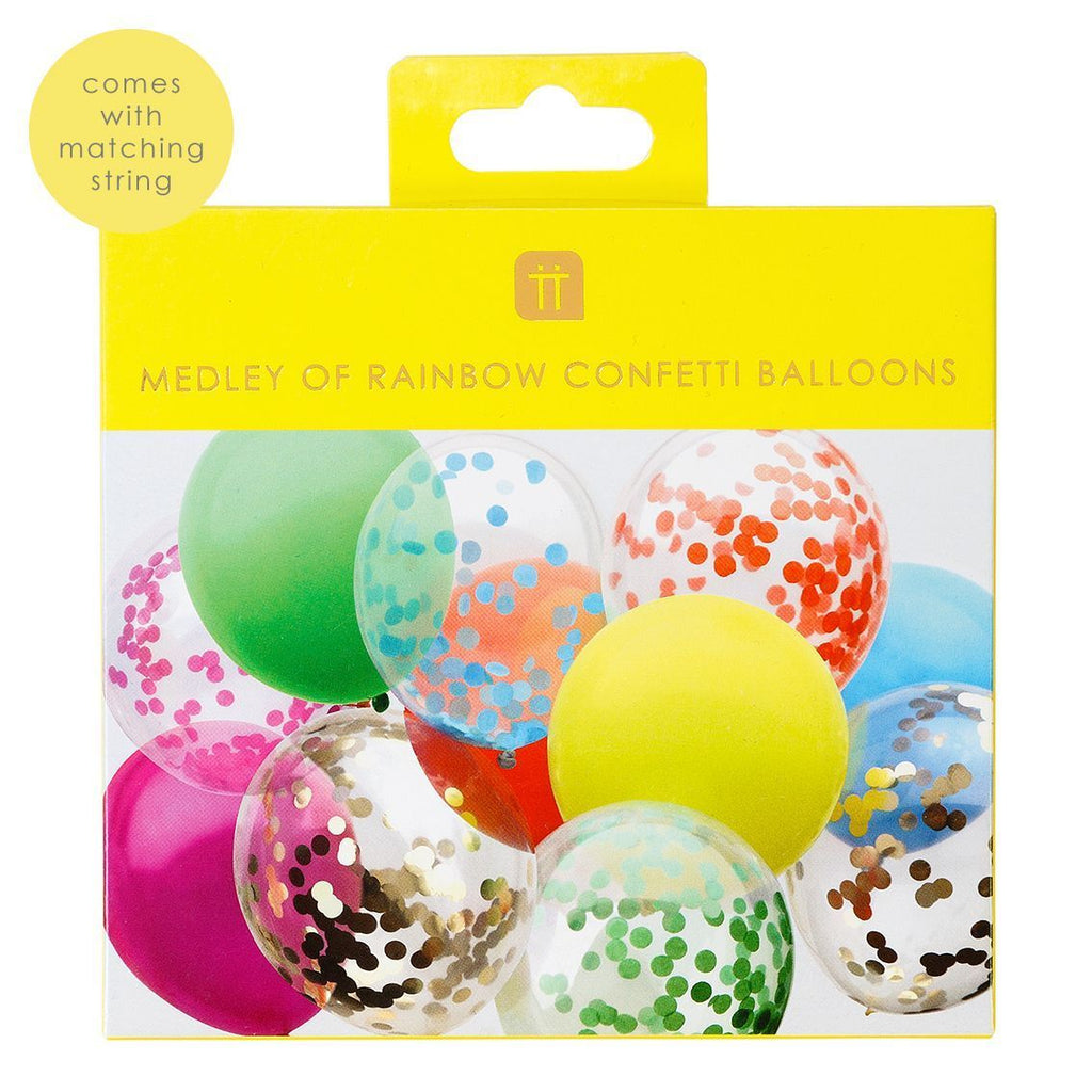 Rainbow Confetti Balloons - Pack Of 12
