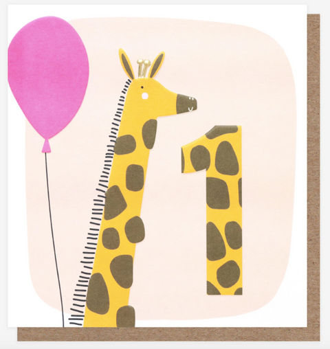 Giraffe 1st Birthday Card