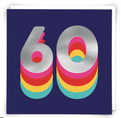 Rainbow Navy 60 Birthday Card
