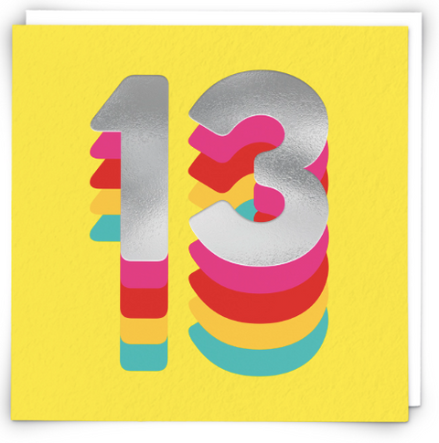 Rainbow Yellow 13 Birthday Card