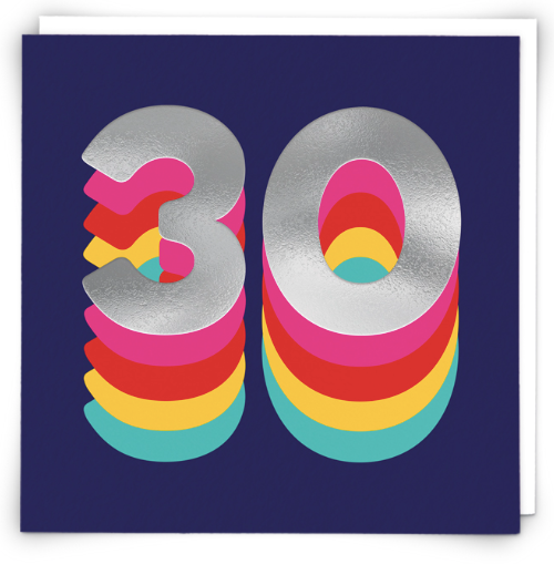 Rainbow Navy 30 Birthday Card
