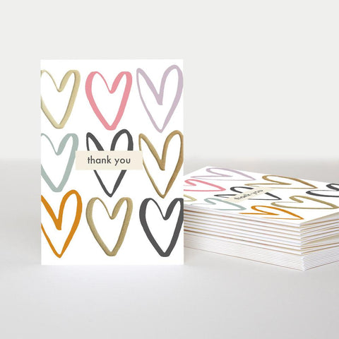 Hearts Pack of Thank You Notecards